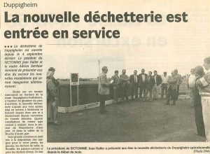 article journal entrée en service déchetterie Duppigheim