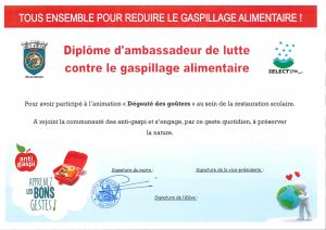 Diplôme d'ambassadeur de lutte contre le gaspillage alimentaire